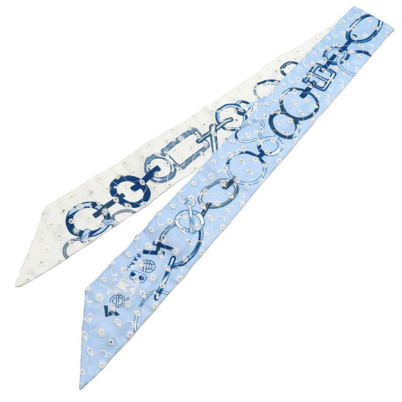 HERMES Authentic Blue Silk Scarf - Picture 3 of 4